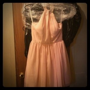 Pink halter top style prom dress